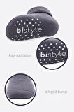Bistyle Çemberli Kaymaz Havlu Soket Çorap 2'Li BS10503 Gri-Antrasit