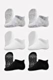 Bistyle 6'lı Sneakers Kaymaz Penye Çorap Bs20102 Gri Beyaz Siyah