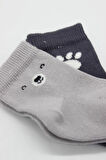 Bistyle Bear Penye Soket Çorap 2'Li BS10116 Gri