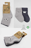 Bistyle Bear Penye Soket Çorap 2'Li BS10116 Gri