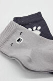 Bistyle Bear Penye Soket Çorap 2'Li BS10116 Gri