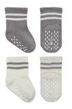 Bistyle Çemberli Kaymaz Soket Çorap 2'Li BS10125 Gri Ekru