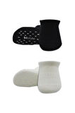 Bistyle 2'li Sneakers Kaymaz Basic Penye Çorap Bs20103 Siyah Ekru
