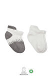 Bistyle 2'li Penye Sneakers Çorap Bs20105 Ekru Gri