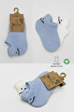 2'li Sneakers Smile Penye Çorap Bs20106 Mavi Ekru