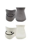2'li Sneakers Smile Penye Çorap Bs20106 Gri Ekru
