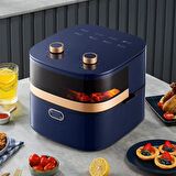 HZL 1400W Isı Ayarlı Camlı Fritöz AirFryer 7,5 Litre Large Üstten Kapaklı Fritöz