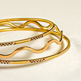 AgaKulche 30 gr 2'li Müjde ve 1 Zikzak 22 Ayar Altın Bilezik