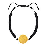 AgaKulche 22 Ayar Yarım Altınlı Siyah İpli Bileklik