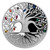 AgaKulche Gökkuşağı Yaşam Ağacı Kristal Taşlı Gümüş Sikke Coin