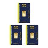 AgaKulche 5 Gram (995) 24 Ayar Külçe Altın 3 Adet