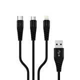 Polosmart PSM120 3 in 1 Şarj Kablosu Siyah