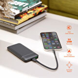 Polosmart PBS131 10000 mAh Powerbank Type-C Girişli Çift USB Hızlı Şarj Cihazı Antrasit