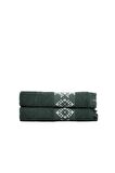 Green Black Hereke 2'li El Yüz Havlusu Seti %100 Pamuk Jakarlı Yeşil 50x80 Cm