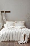 Ecocotton İzgi Çift Kişilik Nevresim Takımı %100 Organik Pamuk Müslin Bej 200x220 Cm