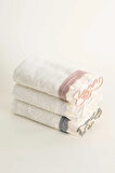 Ecocotton Alessa Krem/Pudra/Yeşil %100 Organik Pamuk 3 Parça Havlu Seti 30x50 cm