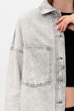 Gri  Cepli Yırtmaç Detaylı Oversize Denim Ceket