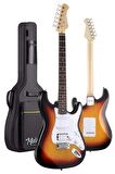 Midex RPH-30SB-25AMP Sunburs 25 Watt Şarjlı Bluetoothlu Amfili Elektro Gitar Seti Full
