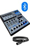 Midex MDX-06FXU Ses Mikseri Stüdyo Kayıt İçin 6 Kanal Ses Kartlı 99 DSP Efektli (+48V-USB-Bluetooth)