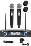 Rennes RM-550EE UHF Çiftli EL Telsiz Kablosuz Mikrofon Seti