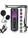 Midex V5 RGB Set USB Oyuncu ve Yayıncı Mikrofonu Condenser Stüdyo (Kayıt Gaming Tiktok Twitch Canlı yayın Discord Youtube)(OUTLET)