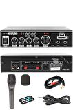 Lastvoice Lvx-150MİC Mikrofonlu Stereo Anfi Amfi 2x75 Watt Bluetooth Usb-Sd 220V/12V