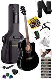 Midex XC-200BK Kesik Kasa Siyah Akustik Gitar 4/4 Yetişkin Üst Segment (Gigbag Çanta Tuner Capo Askı Pena)