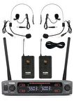 Lastvoice Lv-502YY UHF Dijital 2x30 Kanal Çiftli Yaka Telsiz Kablosuz Mikrofon (Headset Hediyeli)