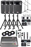 Midex Extreme Paket-4 Mixer Hoparlör Mikrofon Full Ses Sistemi Seti