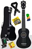 Midex UKX-233BKT Siyah Concert Ukulele (Tuner TEL Askı Çanta Metod Pena)