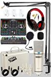 Midex CX1 Titanium Set Efektli Ses Kartı Mikrofon Kulaklık Stand Kayıt Canlı Yayın (PC ve Telefon)