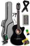 Midex CG-39CS Gigbag ve Full Aksesuar Siyah Klasik Gitar 4/4 Sap Ayarlı Kesik Kasa