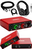 Midex GLX-700RD-H Üst Segment Usb Stüdyo Ses Kartı 2 Giriş 2 Çıkış 24bit/192kHz (Kulaklık ve kablo Dahil)