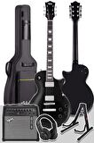 Midex GRX-200BK-50-AMP Profesyonel Elektro Gitar Seti 50 Watt Gainli Şarjlı Amfi ve Full Set (H-H)