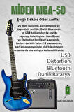 Midex GLC-40BL-50AMP Elektro Gitar Seti 50 WATT Şarjlı BT Amfi Kulaklık ve Full SET