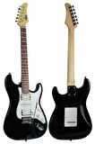 Midex RPH-40WB-25AMP Siyah Beyaz 25W Şarjlı BT Amfili Elektro Gitar Seti HSH Manyetik Gül Klavye