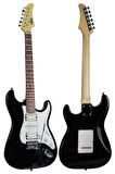 Midex RPH-40WB-50AMP Siyah Beyaz 50W Şarjlı BT Amfili Elektro Gitar Seti HSH Manyetik Gül Klavye