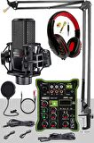 Midex MX-2020 Functional Paket-2 Stüdyo Mikrofon Ses Kartlı Mikser Kulaklık Stand