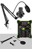 Midex MX-2020 Functional Paket-2 Stüdyo Mikrofon Ses Kartlı Mikser Kulaklık Stand