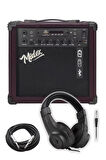 Midex MGA-25BN-HD Elektro Gitar Amfisi 25 Watt USB Bluetooth ve Şarjlı (Amfi Kulaklık ve Jack Kablo)