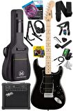 Maxword MAP-35BK-25AMP Maple Klavye SSH 25W Amfili Elektro Gitar Seti