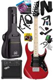 Maxword DE-150RD-25AMP Maple Klavye HH Yüksek Kaliteli 25W Amfili Elektro Gitar Seti