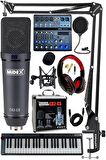Stüdyo Ekipmanları Midi Live Paket-5 Ses Kartlı Mikser Midi Klavye CX2 Mikrofon Kulaklık