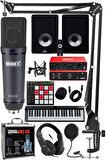 Midex İmpressive Paket-6 Stüdyo Ekipmanları Seti (Monitör Mikrofon Ses Kartı Kulaklık Midi Klavye Pad Controller)