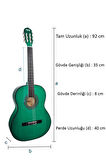 Midex CG-36GR-PAK Kaliteli 36 İnç 3/4 Junior Çocuk Gitar Seti 8-12 Yaş Arası (Tuner Çanta Capo Askı Nota Sticker Pena Metod)
