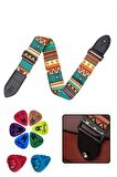 Midex SR-11GRN-PAK Desenli Gitar Omuz Askısı Metal Capo ( 2 Pena Kutusu 6 Pena )