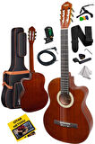 Midex X48 Profesyonel Masif Ağaç Ekolayzerli Elektro Klasik Gitar Seti 4/4 Üst Segment