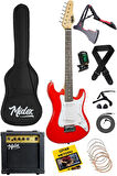 Midex CEG-36RD 8-12 Yaş Çocuklar İçin Amfili Full 3/4 36 İnç Elektro Gitar Seti Kırmızı
