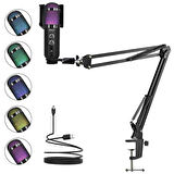 Midex REGARD RGB Set USB Ekholu Oyuncu ve Yayıncı Mikrofonu (Kayıt Gaming Tiktok Twitch Canlı yayın Discord Youtube)