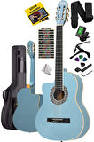 Midex MGX-101LTB Üst Kalite SOLAK Klasik Gitar Açık Mavi Sap Ayarlı 4/4 Yetişkin